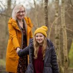 mother and daughter at the woodland walk, winter family photoshoot