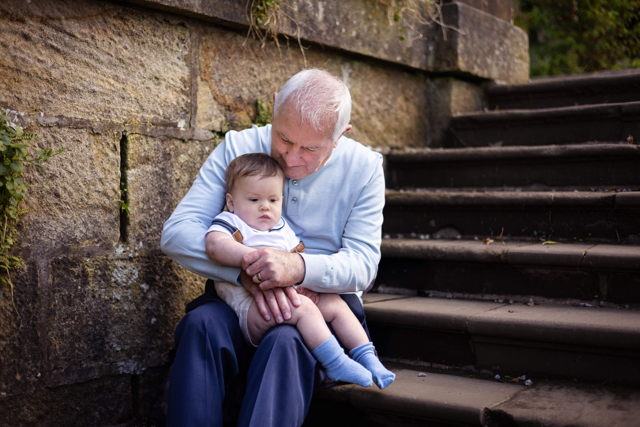 Family photoshoot with grandparents, gdandfather with grandson, Glasgow, Pollok country park