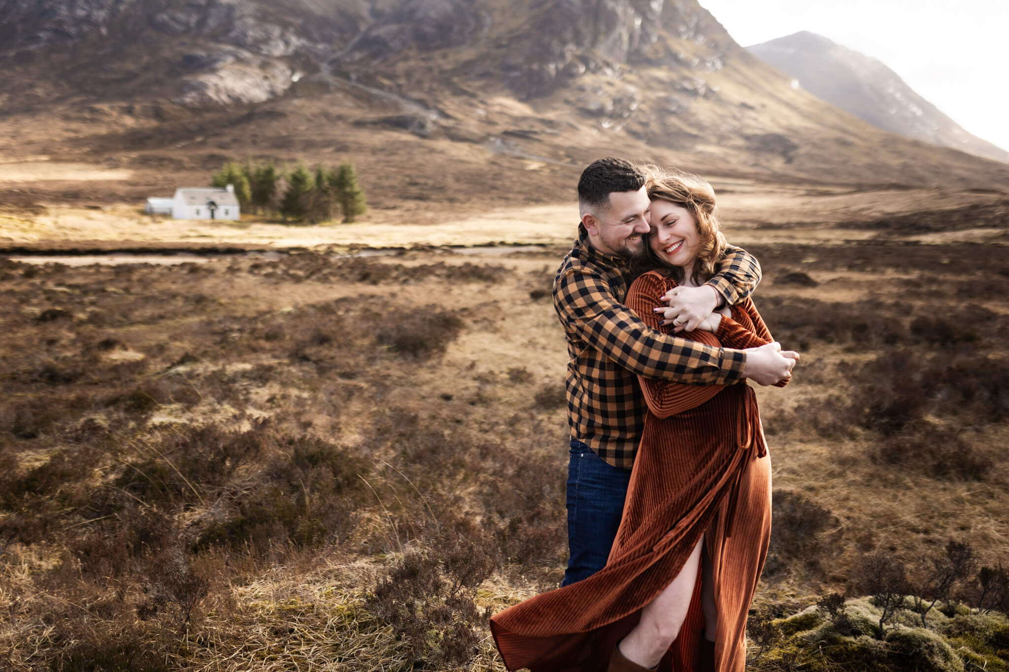 joyful couple photoshoot at Glencoe, Scotland